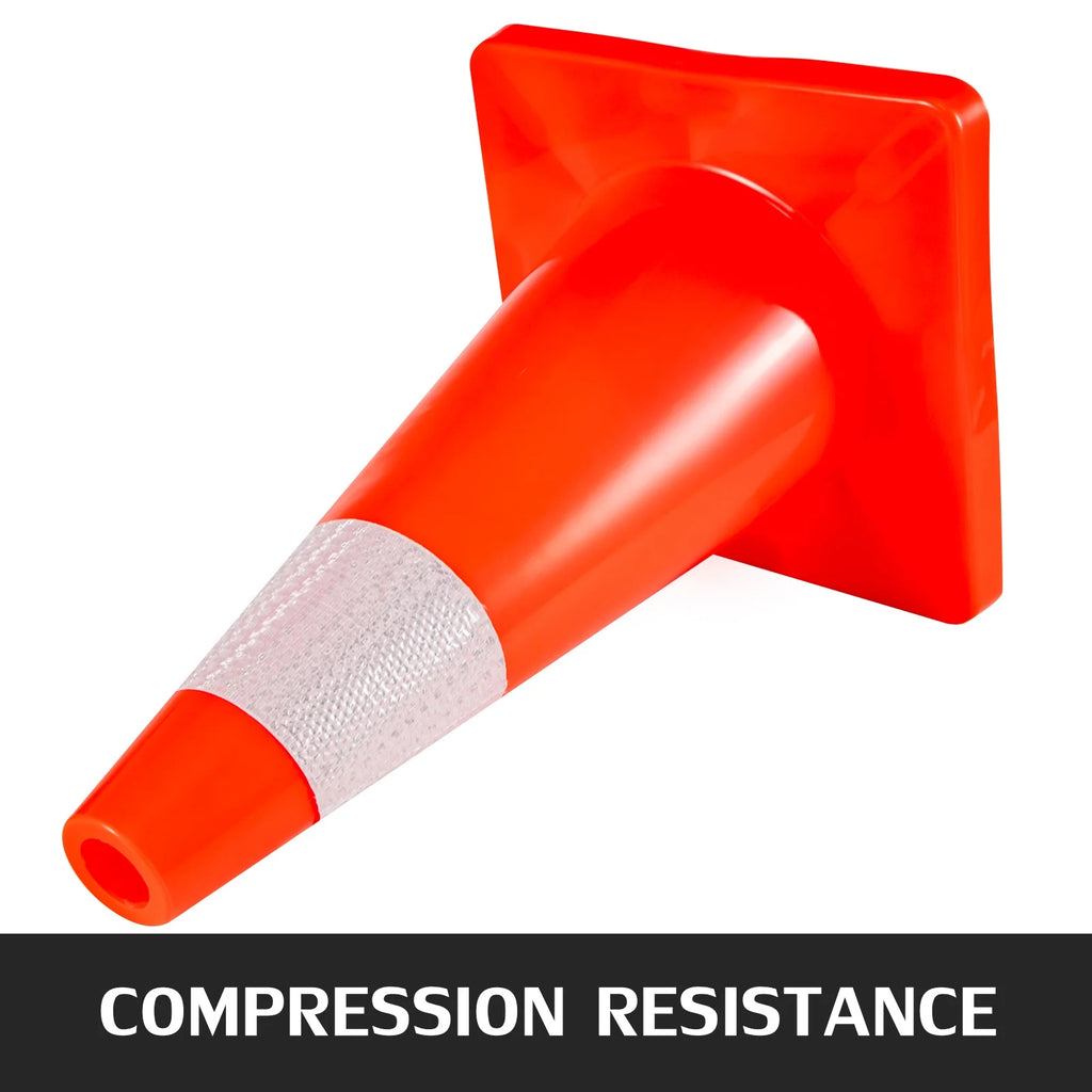 12 Pack 18" Orange PVC Traffic Cones with Reflective Collars P115