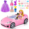 76 Pcs Doll & Convertible Car Playset with 11.5 In Doll Y995