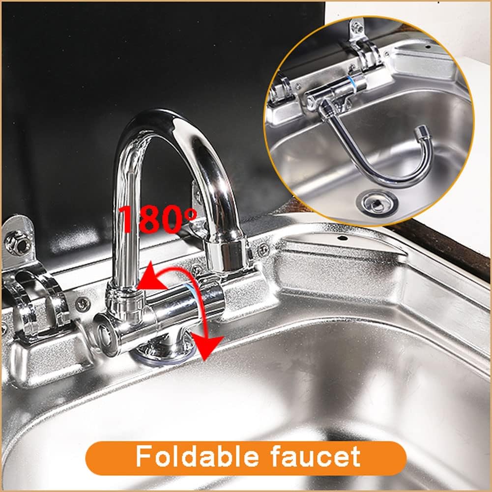 Stainless Steel RV Sink with Folded Faucet Tempered Glass Lid J4205
