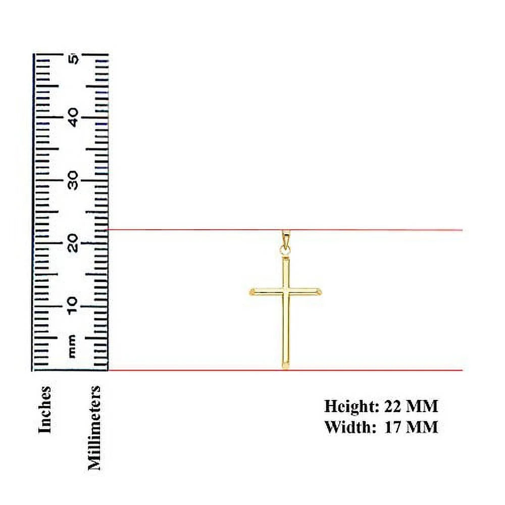 Solid 14K Gold Box Chain Cross Pendant Necklace N32373