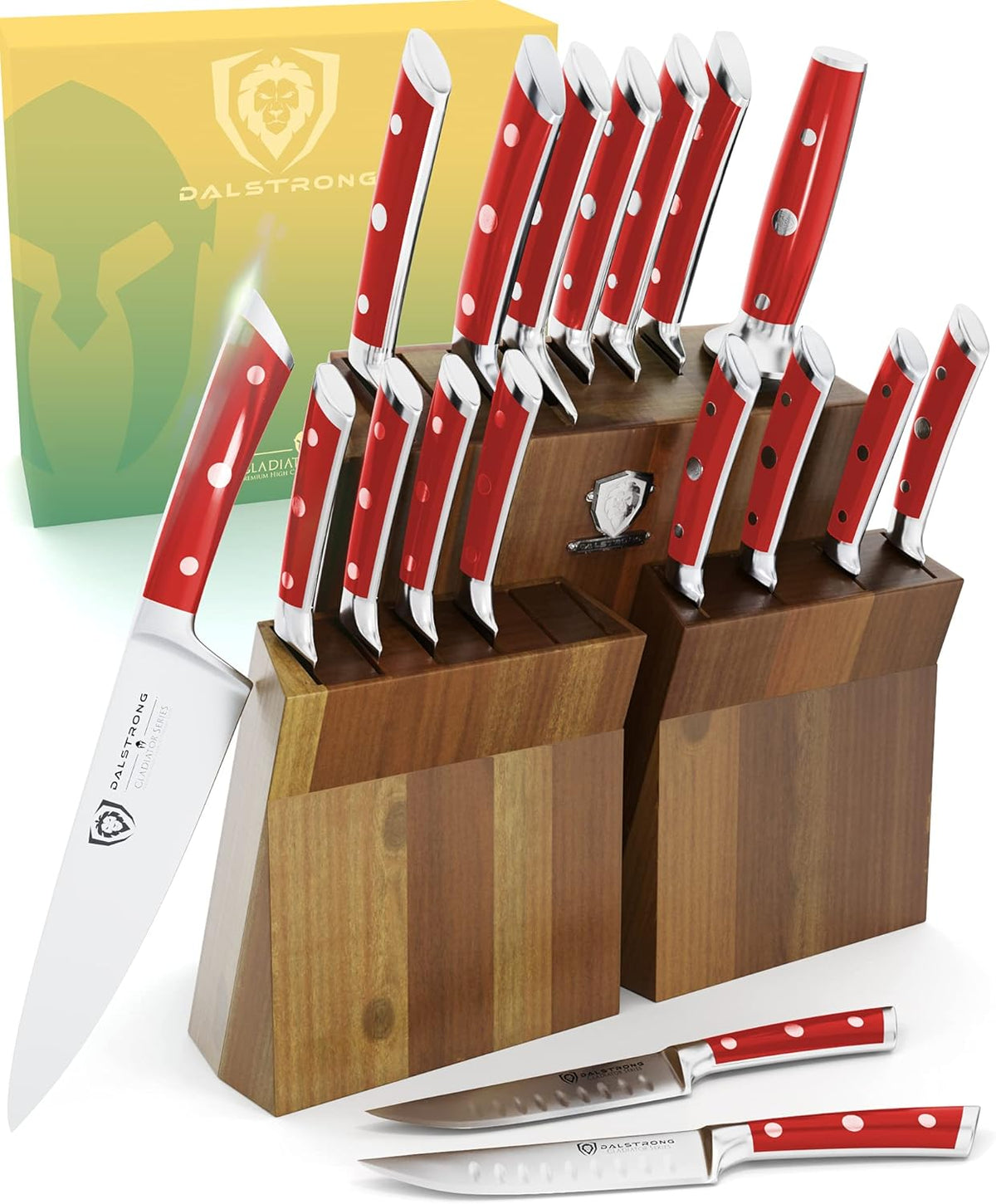 8 Piece German HC Steel Knife Block Set with Acacia Wood Stand L304649