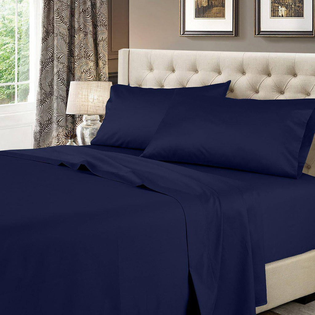 Navy Queen 100% Cotton Waterbed Sheets B79983