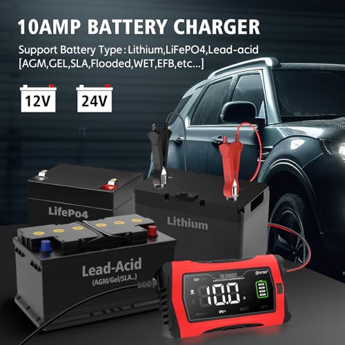 10-Amp 12V 24V Smart Car Battery Charger C547