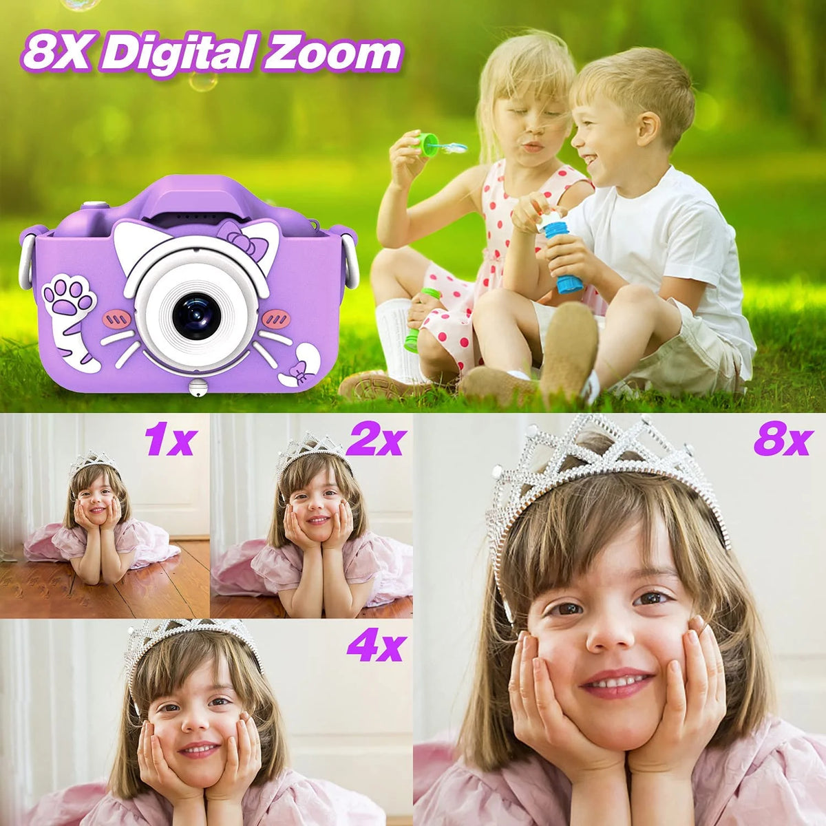 Kids Camera with Cartoon Soft Silicone Cover, 32G SD Card Included Z481