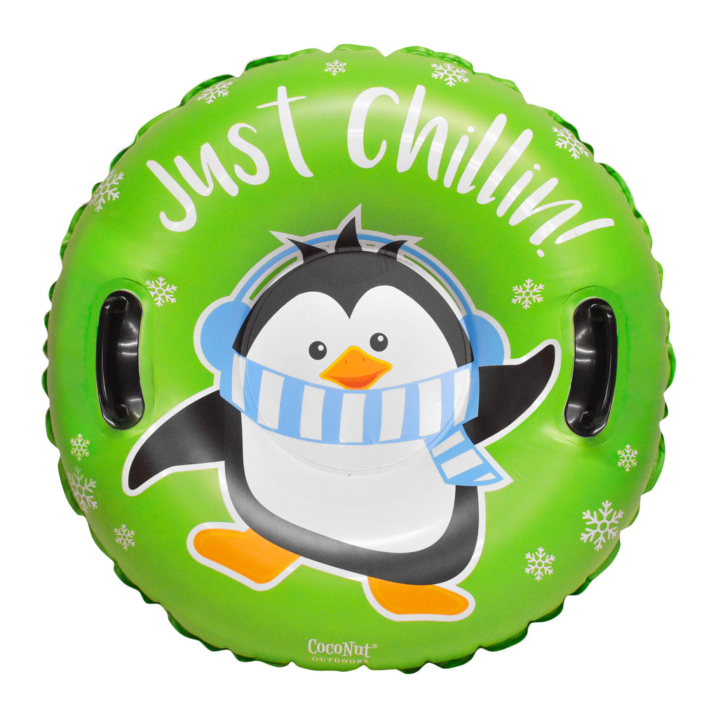 32” Inflatable Penguin Snow Ring Heavy Duty Snow Sled with Sturdy Handles Z6031