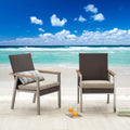 2Pcs Patio Armchair Set Metal Chair With Seat Cushions And Rattan Wicker Back Outdoor Furniture B462009