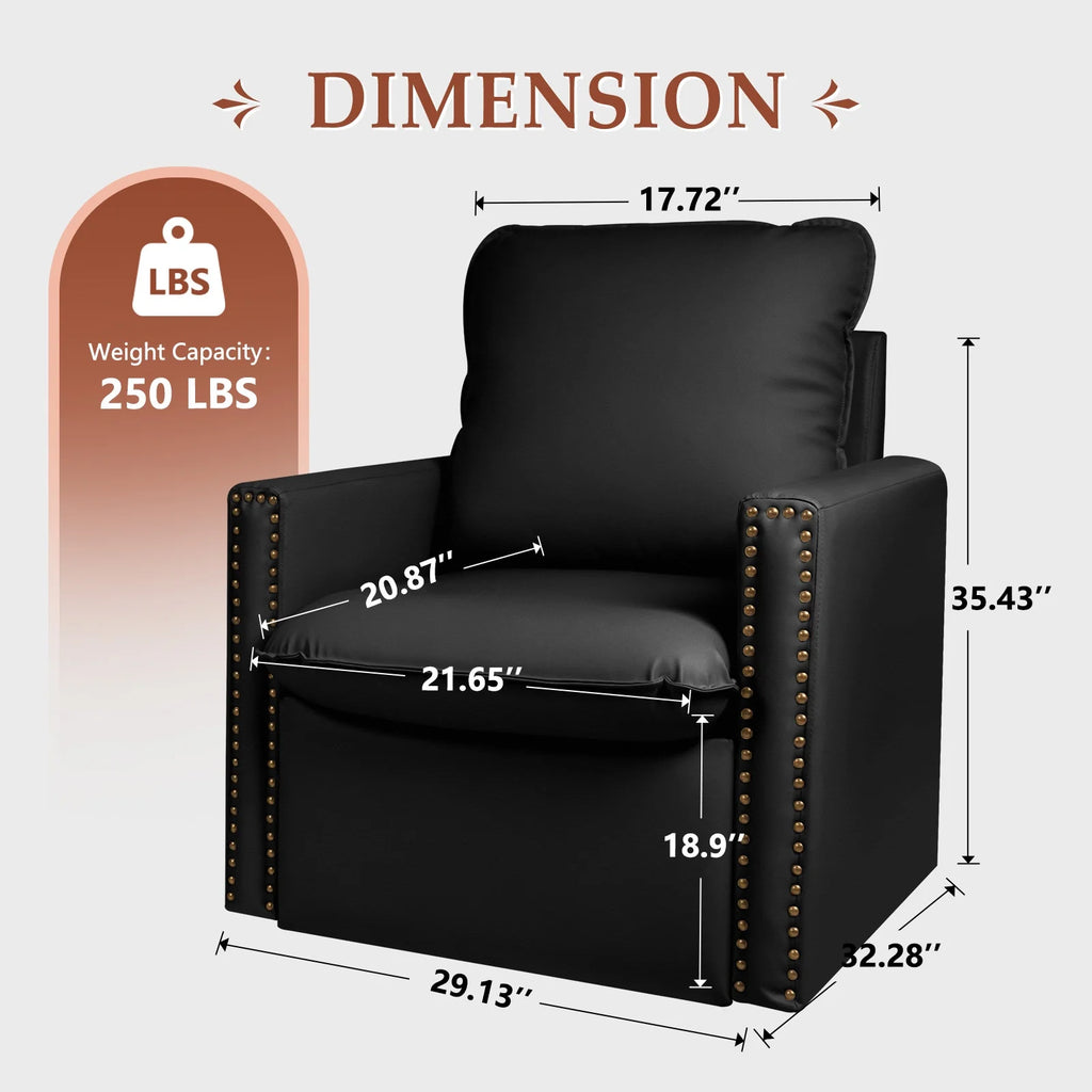 Black Faux Leather Swivel Accent Chair N119884