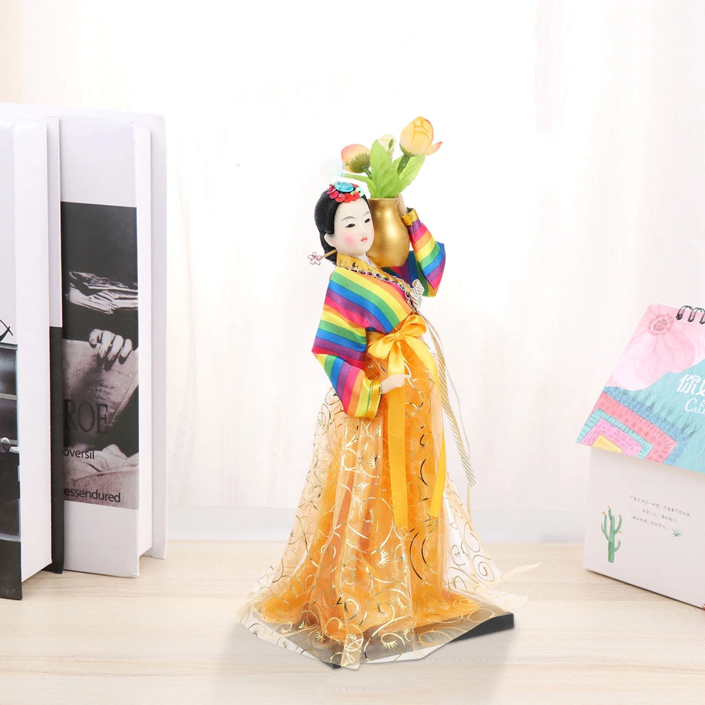 Korean Doll Geisha Figure Figurine Traditional Asian Collectible Kimono Antique Dress J9695
