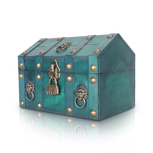 Green Wooden Treasure Box with Combination Lock T1691