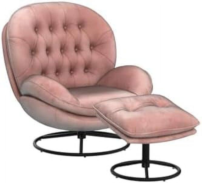 Velvet Swivel Accent Chair with Ottoman Set D968742