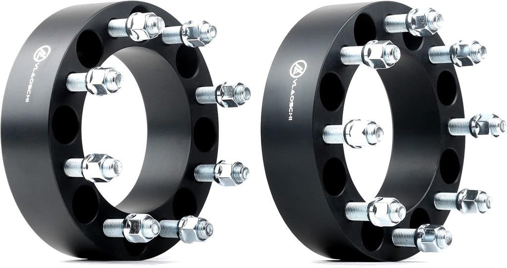 Black Forged 8x6.5 to 8x170 Wheel Adapters 2 Inch with 9/16" Studs Pack of 2 J5775