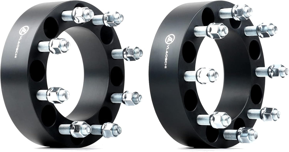 Black Forged 8x6.5 to 8x170 Wheel Adapters 2 Inch with 9/16" Studs Pack of 2 J5775