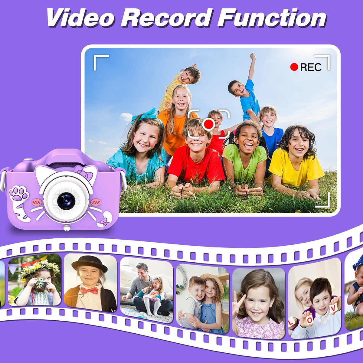 Kids Camera with Cartoon Soft Silicone Cover, 32G SD Card Included Z481