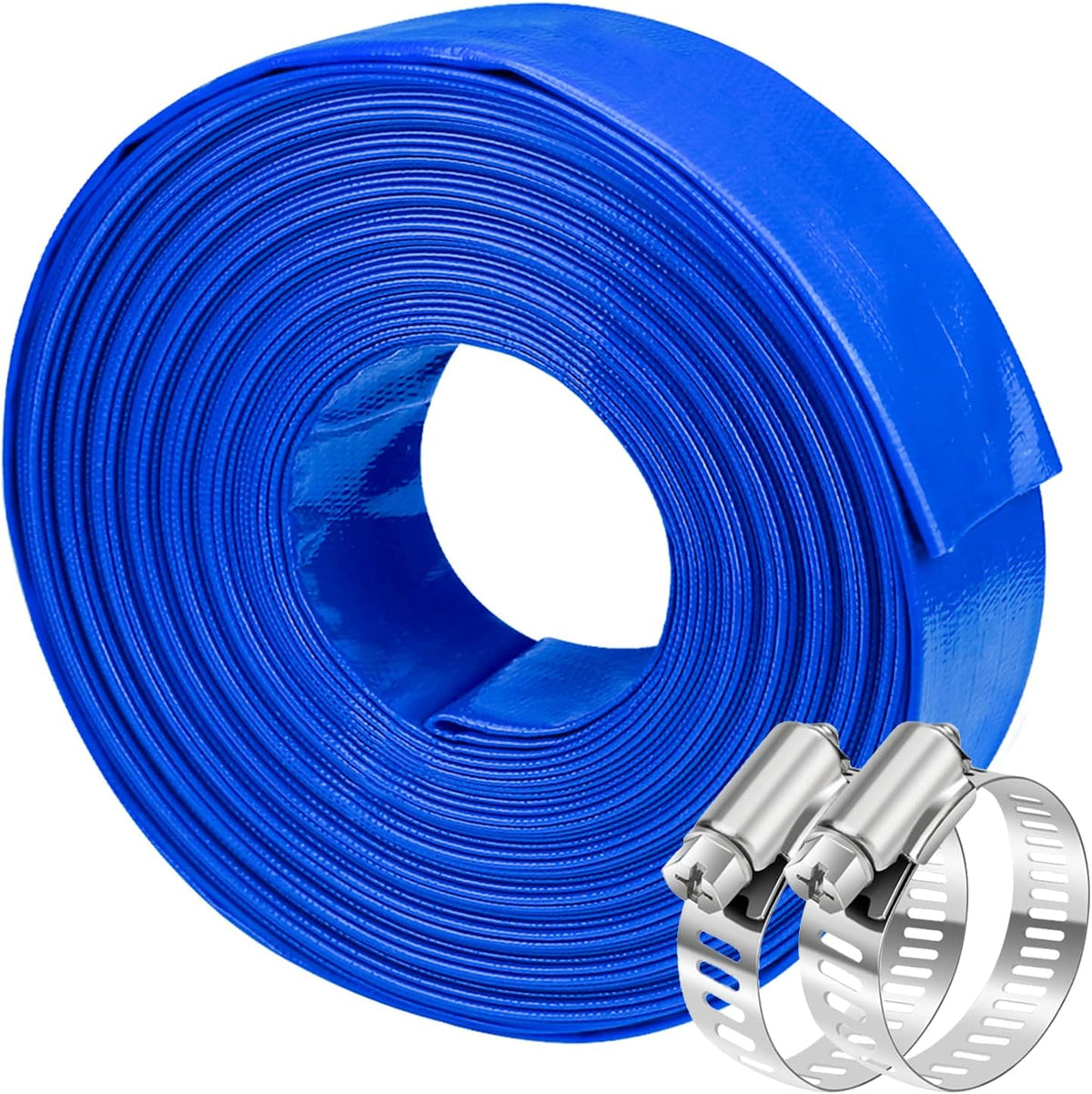 Heavy Duty Reinforced Lay Flat Discharge Hose, 1.5 Dia x 100 ft, Pack of 2 H903