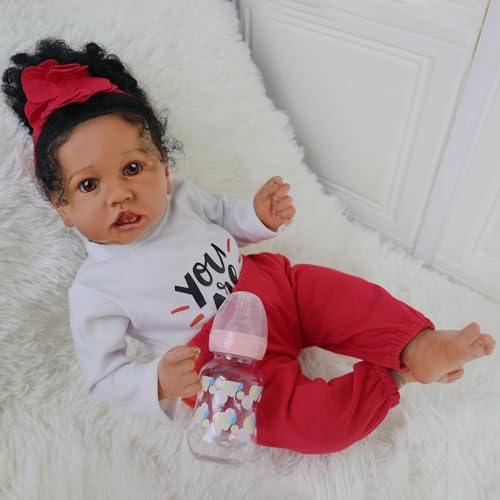 20 Inch African American Newborn Doll with Soft Body L724