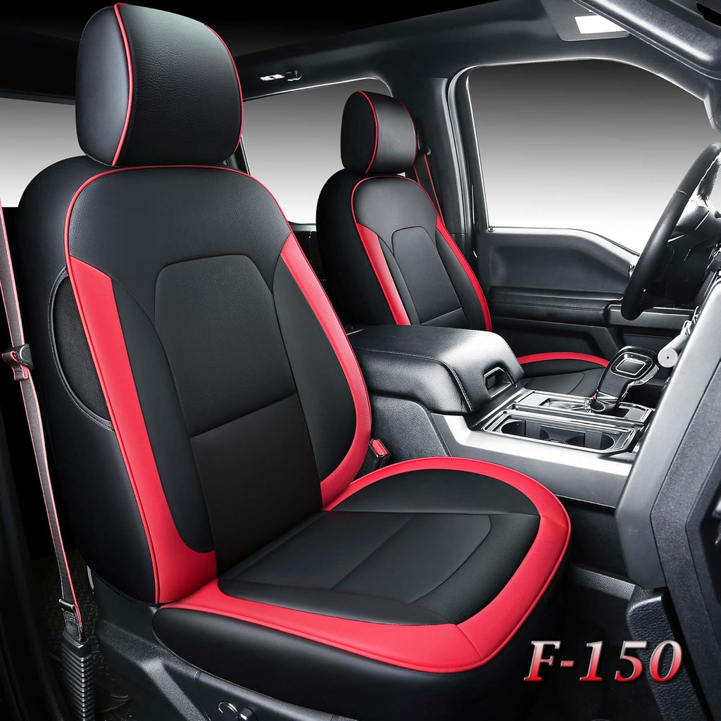Red Waterproof Leather Front and Back Seat Covers 5 Pieces L951