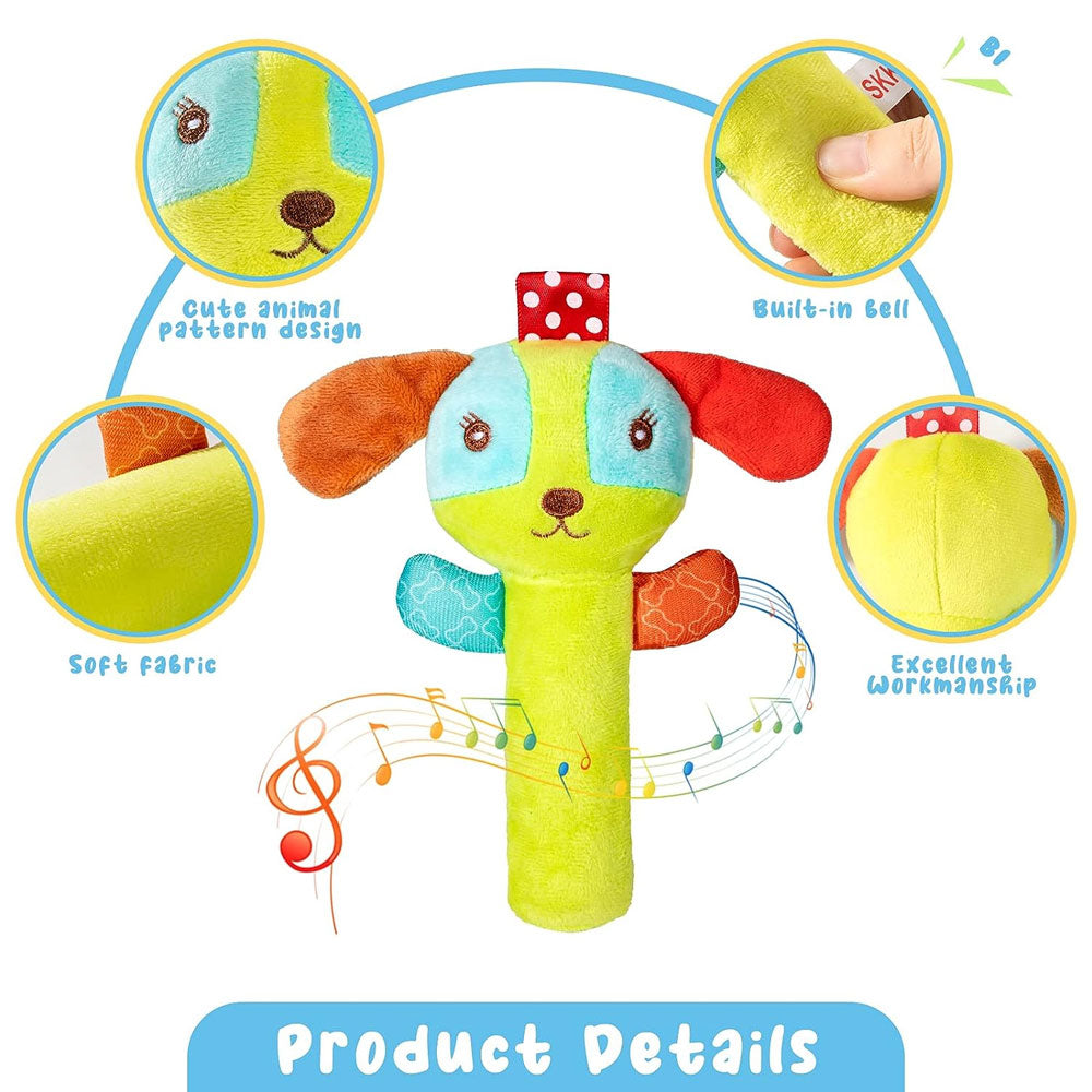 Baby Rattles 3 Pack Soft Rattle Sensory Toys Stuffed Animals Hand Grip Set Early Educational Toy with Sound J394
