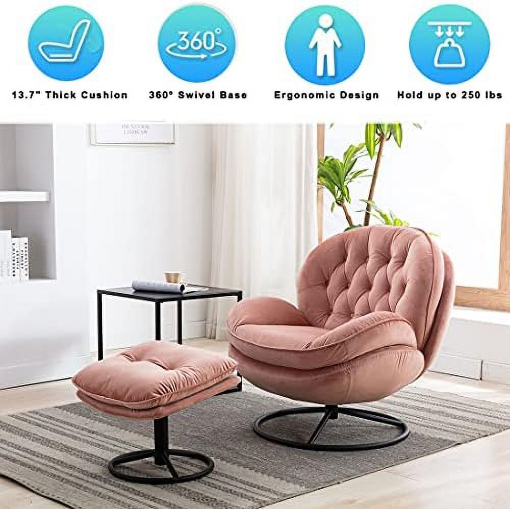Velvet Swivel Accent Chair with Ottoman Set D968742