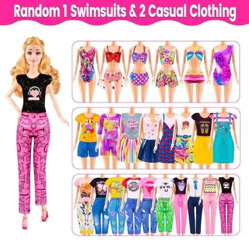 76 Pcs Doll & Convertible Car Playset with 11.5 In Doll Y995