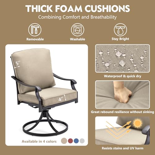 Red Patio Swivel Chair Set of 2 with Thickened Cushions T26875