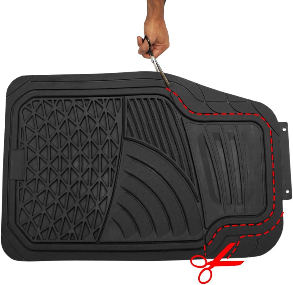 Black 4-Piece Rubber Floor Mats S428638