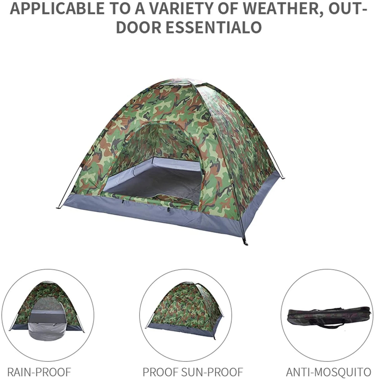 Camouflage Waterproof Dome Tent with Carry Bag D789585