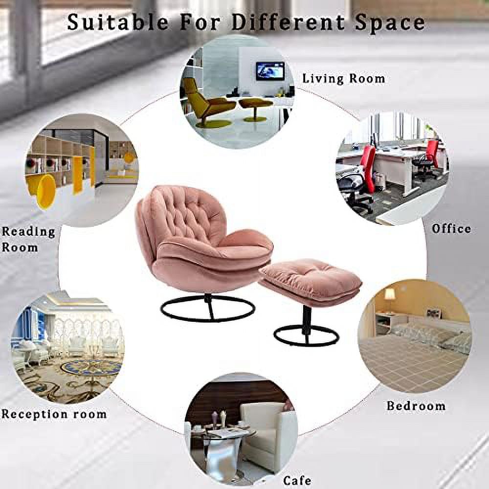 Velvet Swivel Accent Chair with Ottoman Set D968742