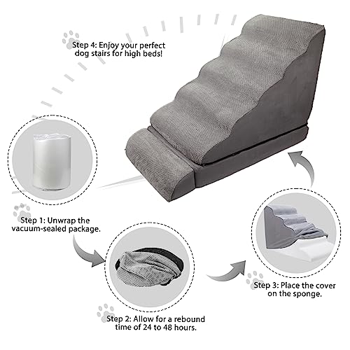 6 Step Non-Slip Pet Stairs for High Beds 30-36 inches U38515