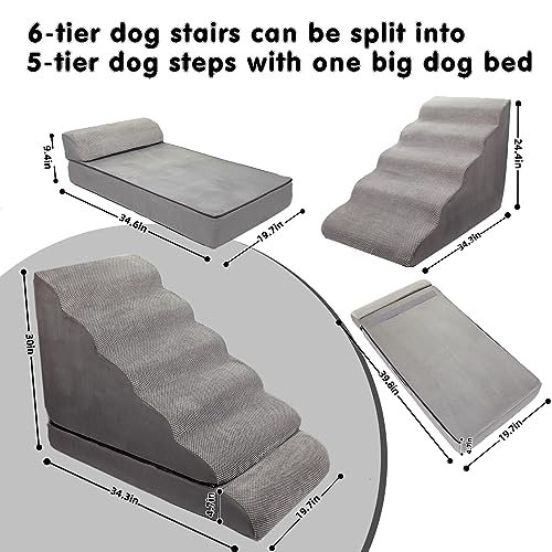 6 Step Non-Slip Pet Stairs for High Beds 30-36 inches U38515