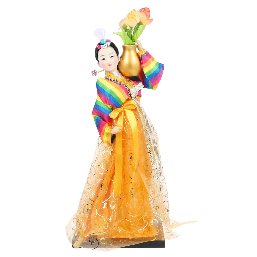 Korean Doll Geisha Figure Figurine Traditional Asian Collectible Kimono Antique Dress J9695