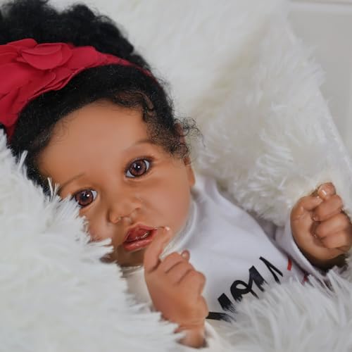 20 Inch African American Newborn Doll with Soft Body L724