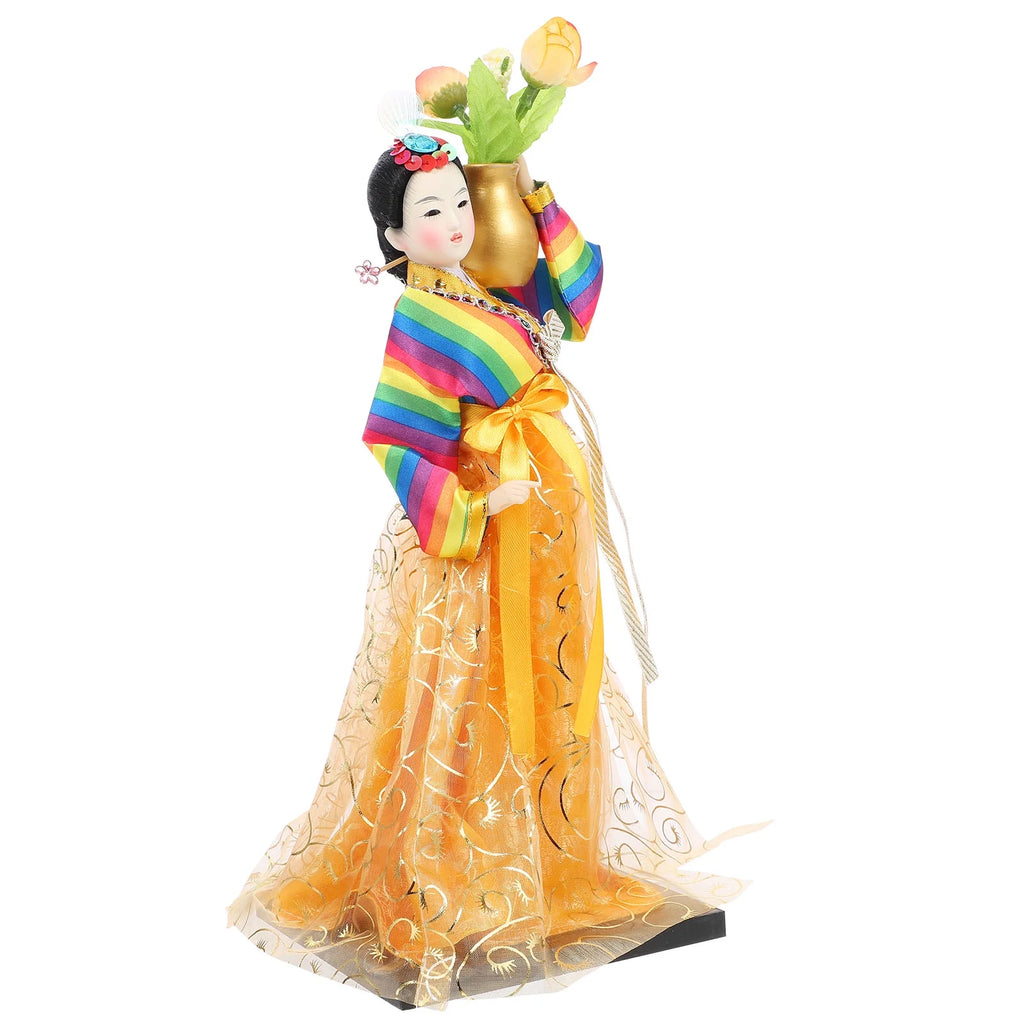 Korean Doll Geisha Figure Figurine Traditional Asian Collectible Kimono Antique Dress J9695