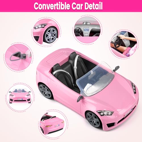 76 Pcs Doll & Convertible Car Playset with 11.5 In Doll Y995