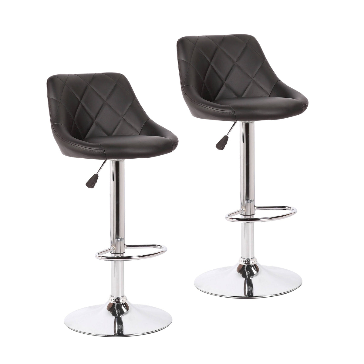 Black Tufted PU Leather Counter Stool Set of 2 O866234