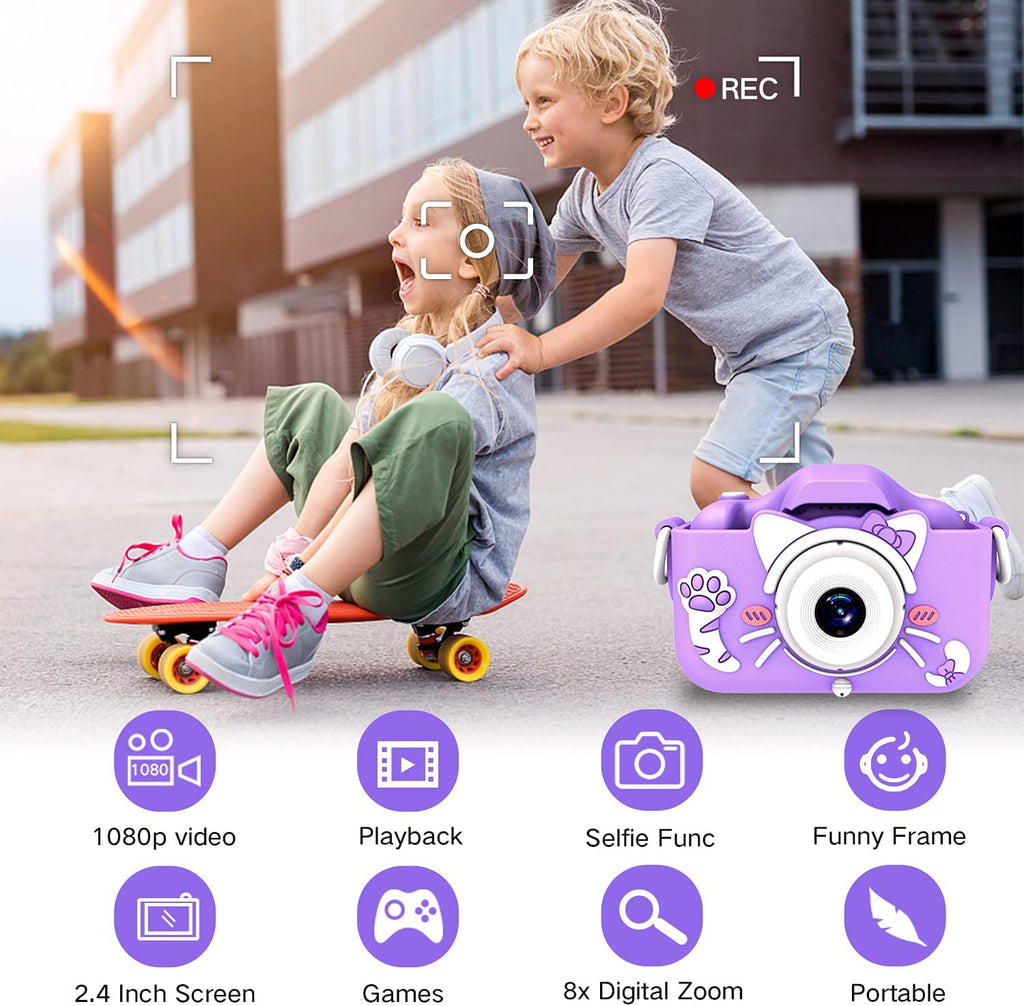 Kids Camera with Cartoon Soft Silicone Cover, 32G SD Card Included Z481