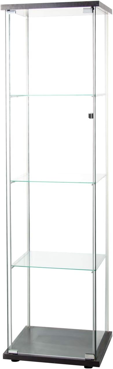 Black Glass Display Cabinet 4 Shelves with Door D1923