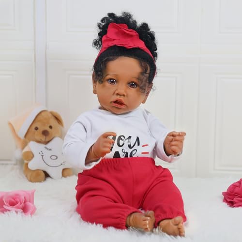20 Inch African American Newborn Doll with Soft Body L724