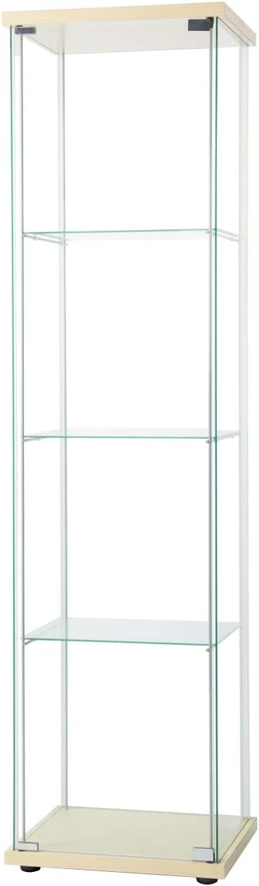 Black Glass Display Cabinet 4 Shelves with Door D1923