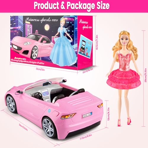 76 Pcs Doll & Convertible Car Playset with 11.5 In Doll Y995