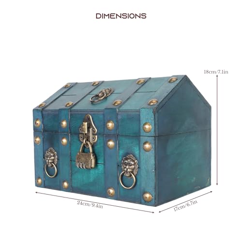 Green Wooden Treasure Box with Combination Lock T1691