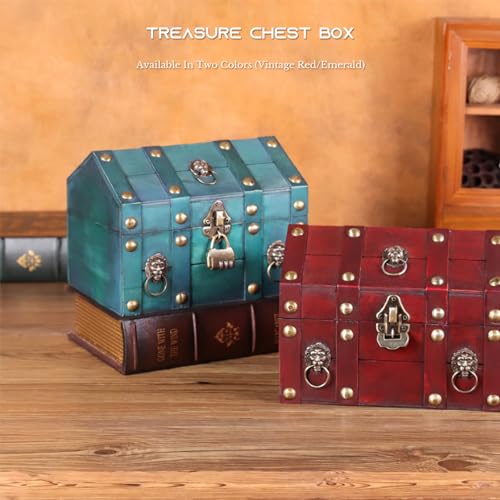 Green Wooden Treasure Box with Combination Lock T1691