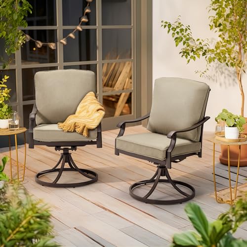 Red Patio Swivel Chair Set of 2 with Thickened Cushions T26875
