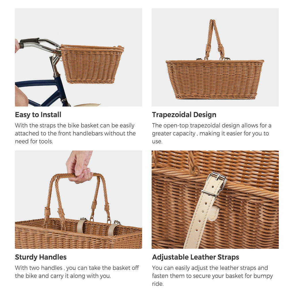 Hand-Woven Wicker Bicycle Basket M168