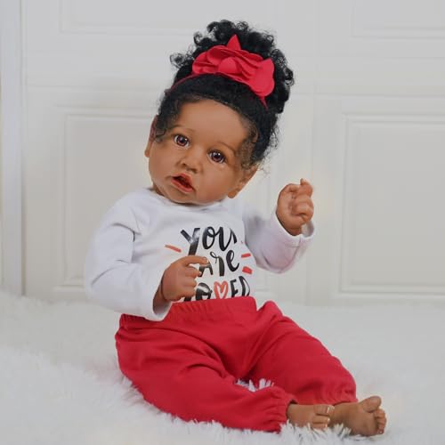 20 Inch African American Newborn Doll with Soft Body L724
