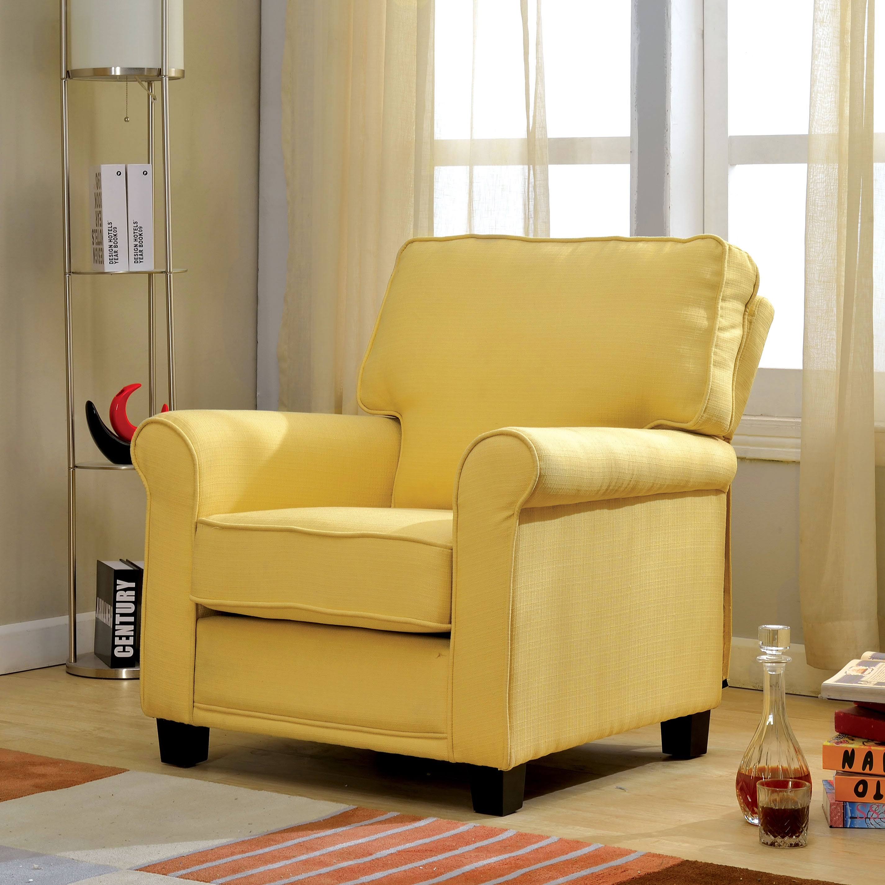 Yellow Padded Linen Arm Chair A1053