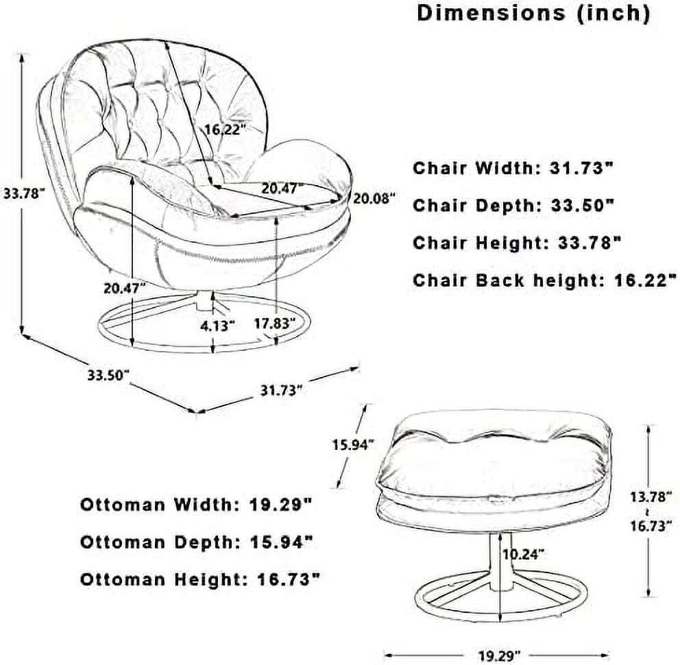 Velvet Swivel Accent Chair with Ottoman Set D968742