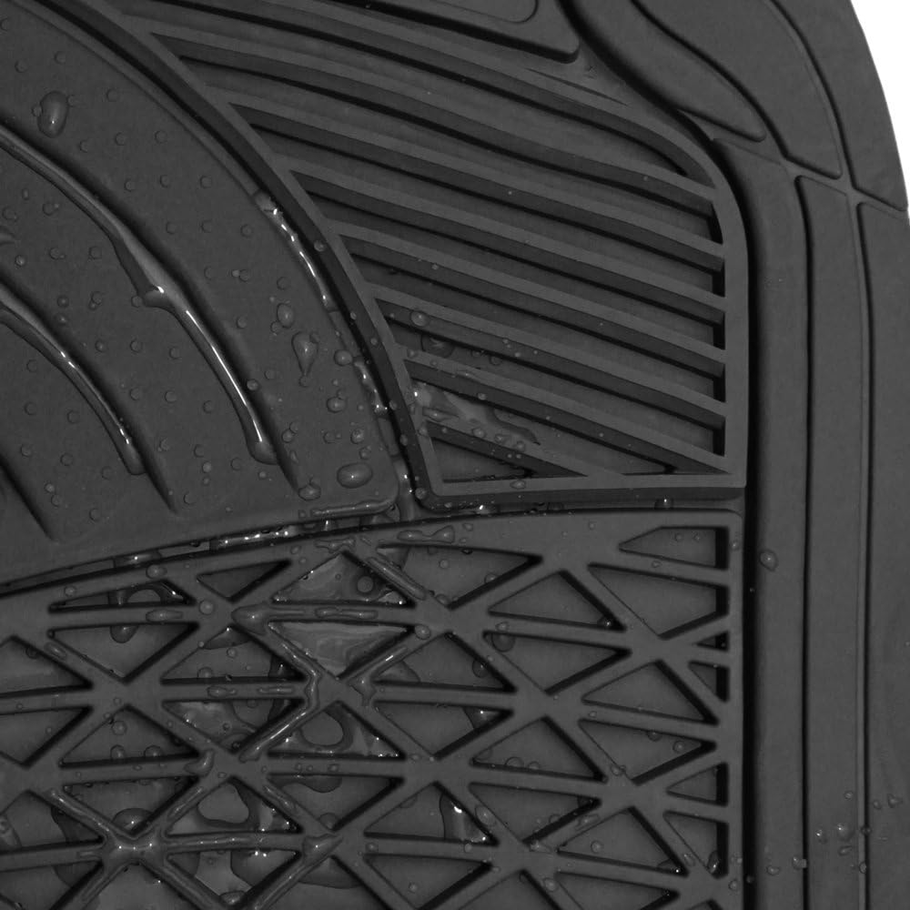 Black 4-Piece Rubber Floor Mats S428638