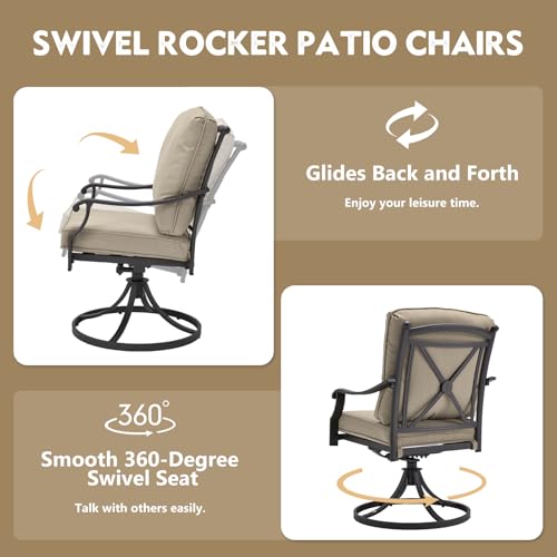 Red Patio Swivel Chair Set of 2 with Thickened Cushions T26875