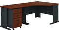 Corner Desk with Mobile File Cabinet in Pewter and White D54759