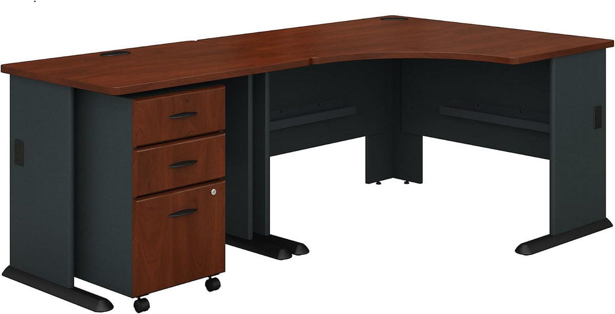 Corner Desk with Mobile File Cabinet in Pewter and White D54759